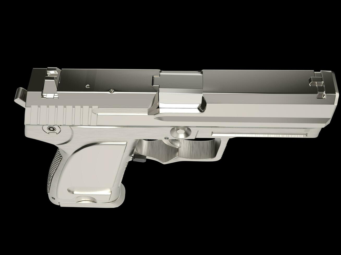 prata moderno mão arma de fogo com cromada mão firmeza - topo baixa Visão foto