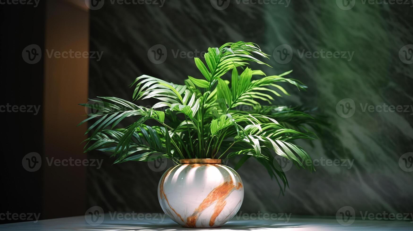 realista foto do uma tropical plantar dentro uma mármore vaso. com natural luz doença. ai gerado