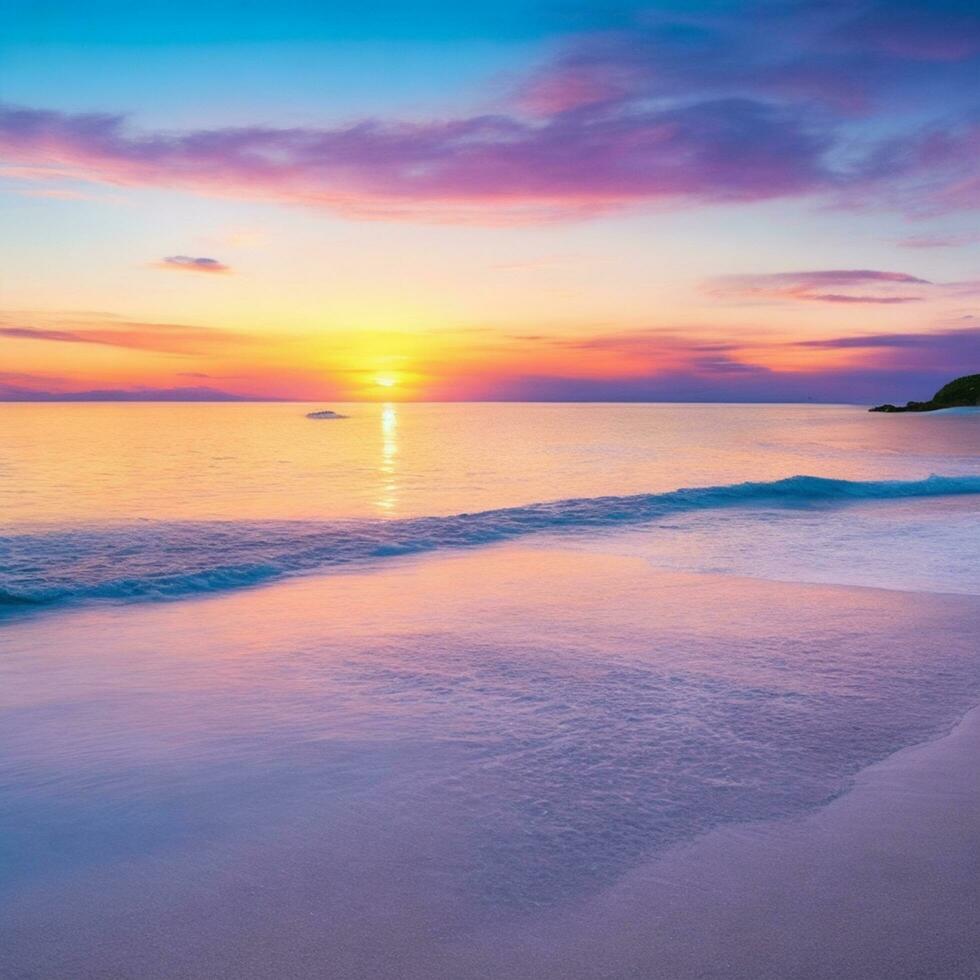 uma tranquilo de praia com cristal Claro água ai gerado foto