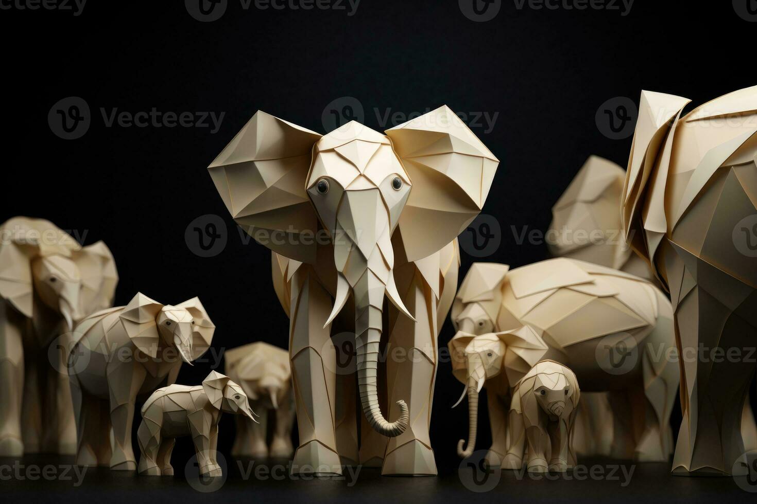 origami papel elefantes. gerado por IA foto