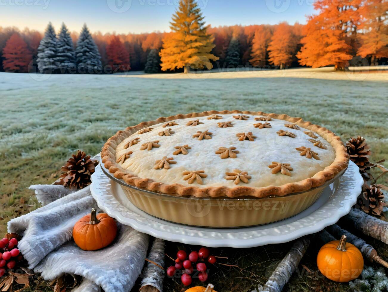 uma torta em uma prato com uma grupo do bagas. ai gerado foto