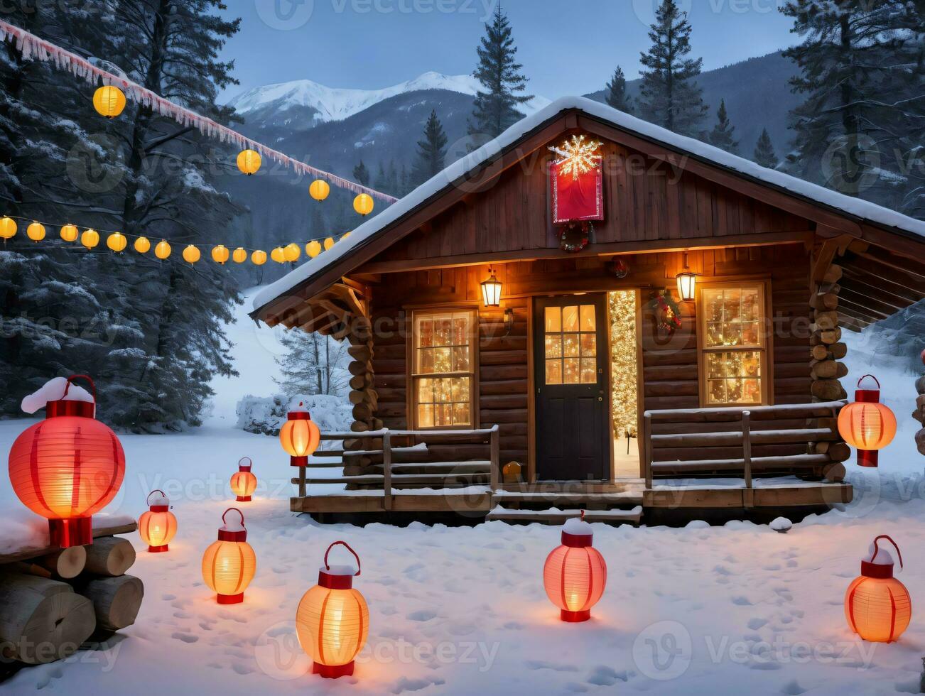 uma cabine com luzes. ai gerado foto