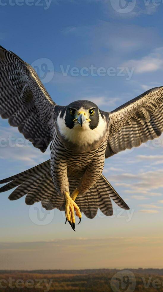 uma majestoso pássaro subindo através uma vibrante azul céu ai gerado foto