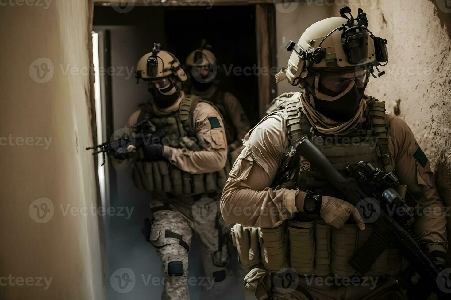 nos exército especial forças grupo soldado. neural rede ai gerado foto