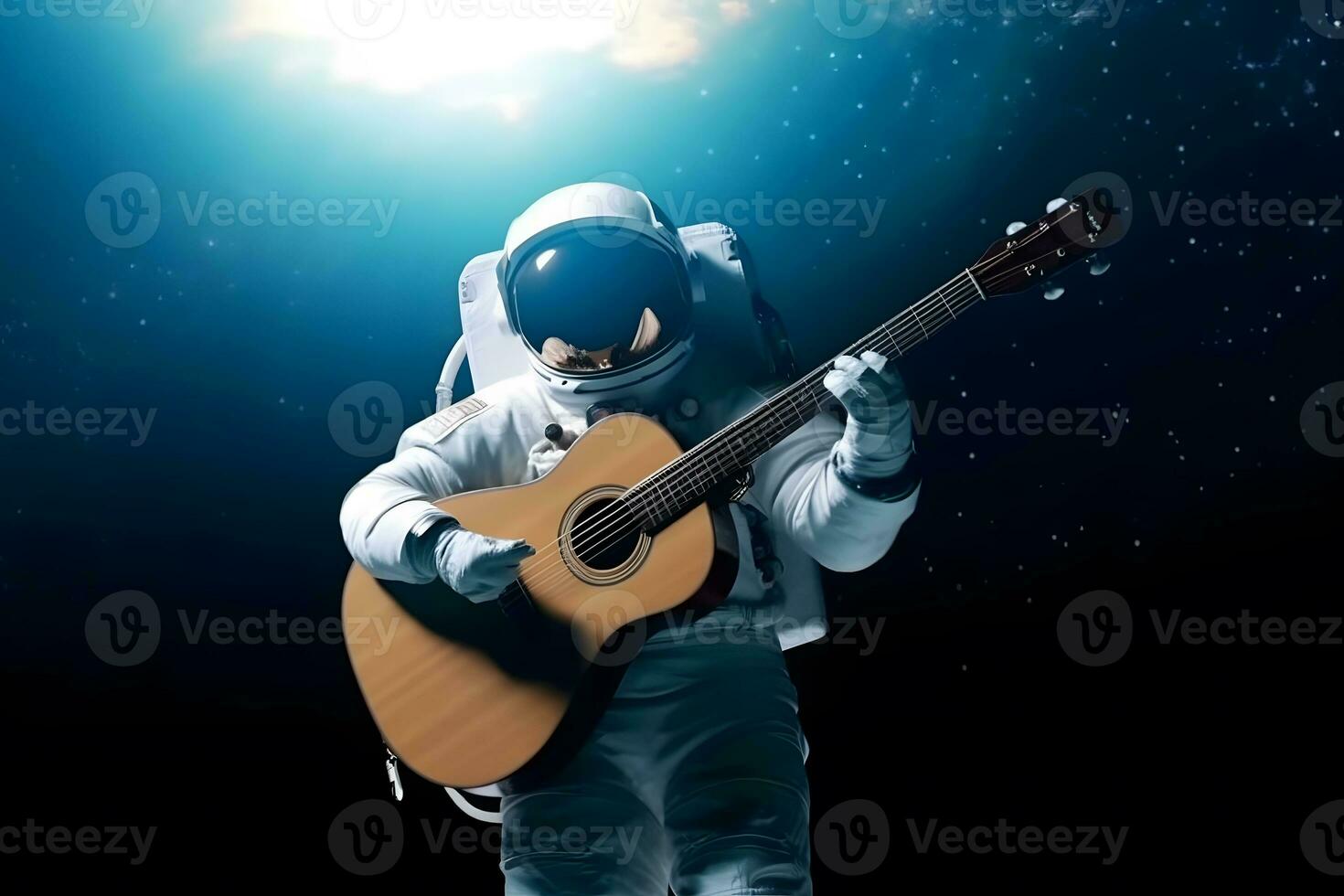 astronauta espaço Rocha guitarra. neural rede ai gerado foto