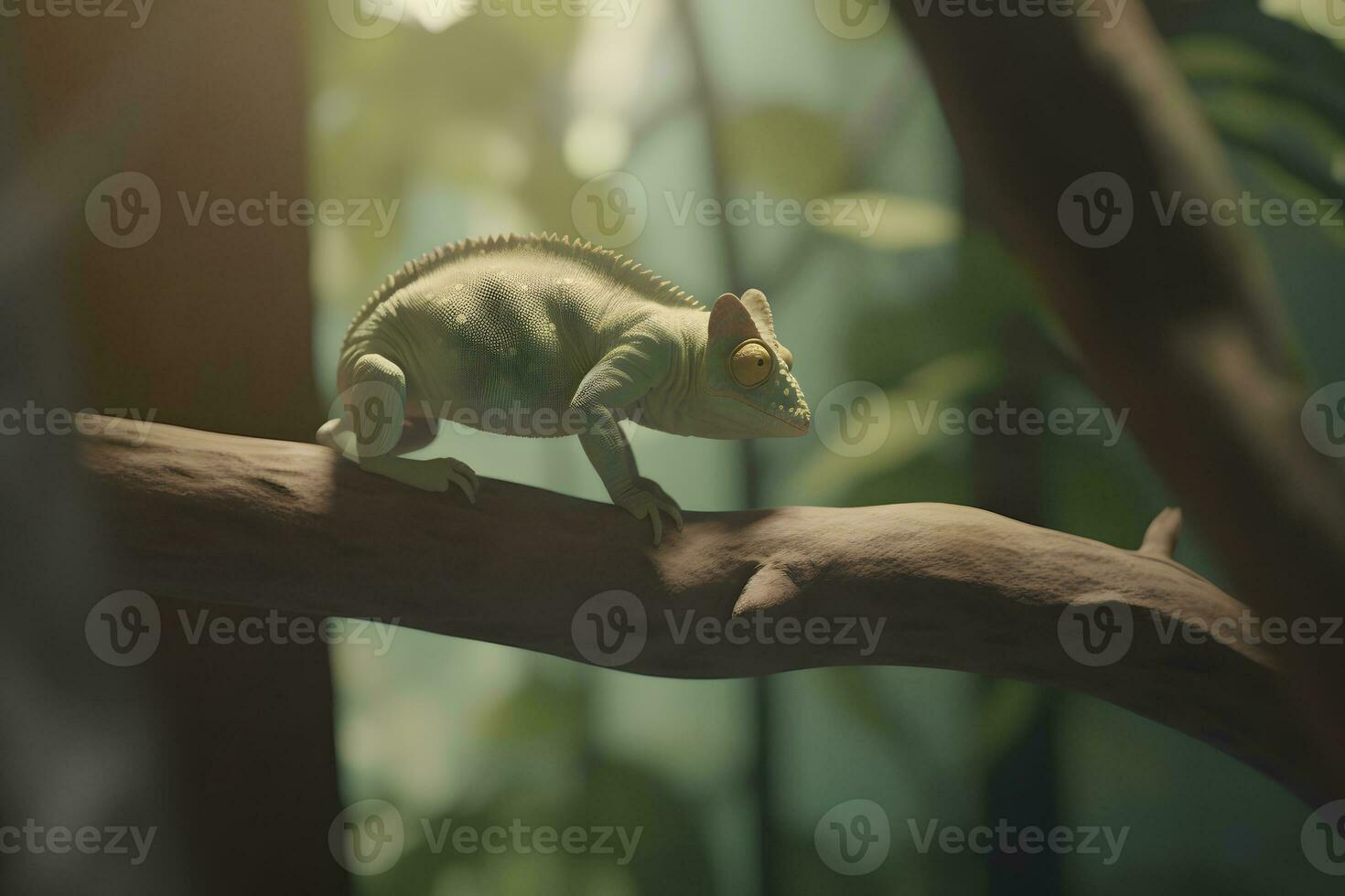 lindo do camaleão pantera, camaleão pantera em ramo. neural rede ai gerado foto