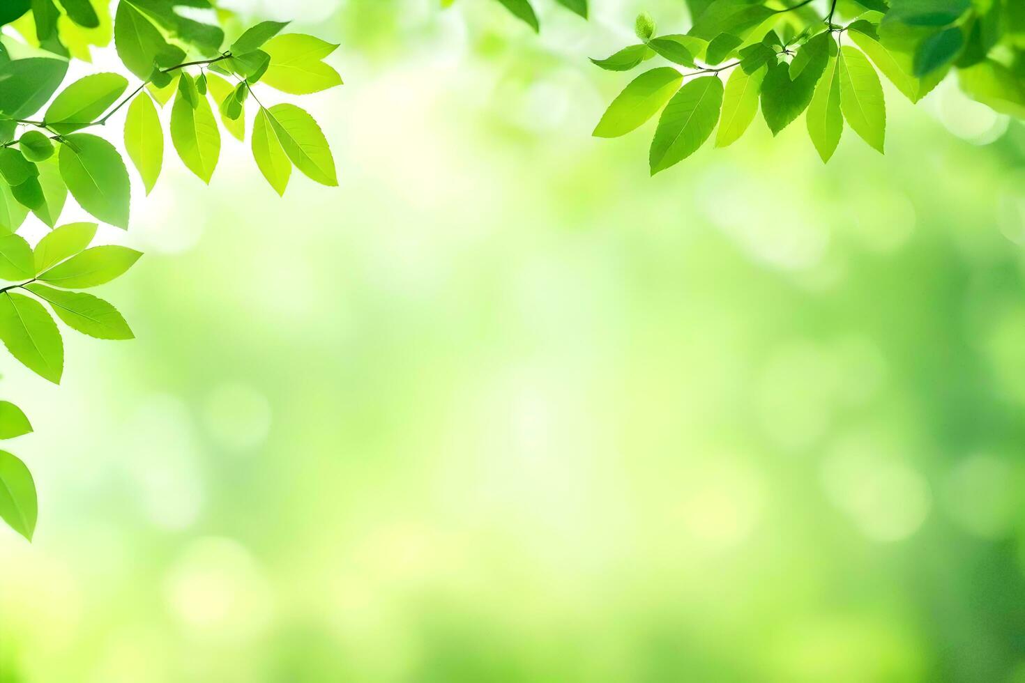 verde folhas em uma ensolarado dia. gerado por IA foto