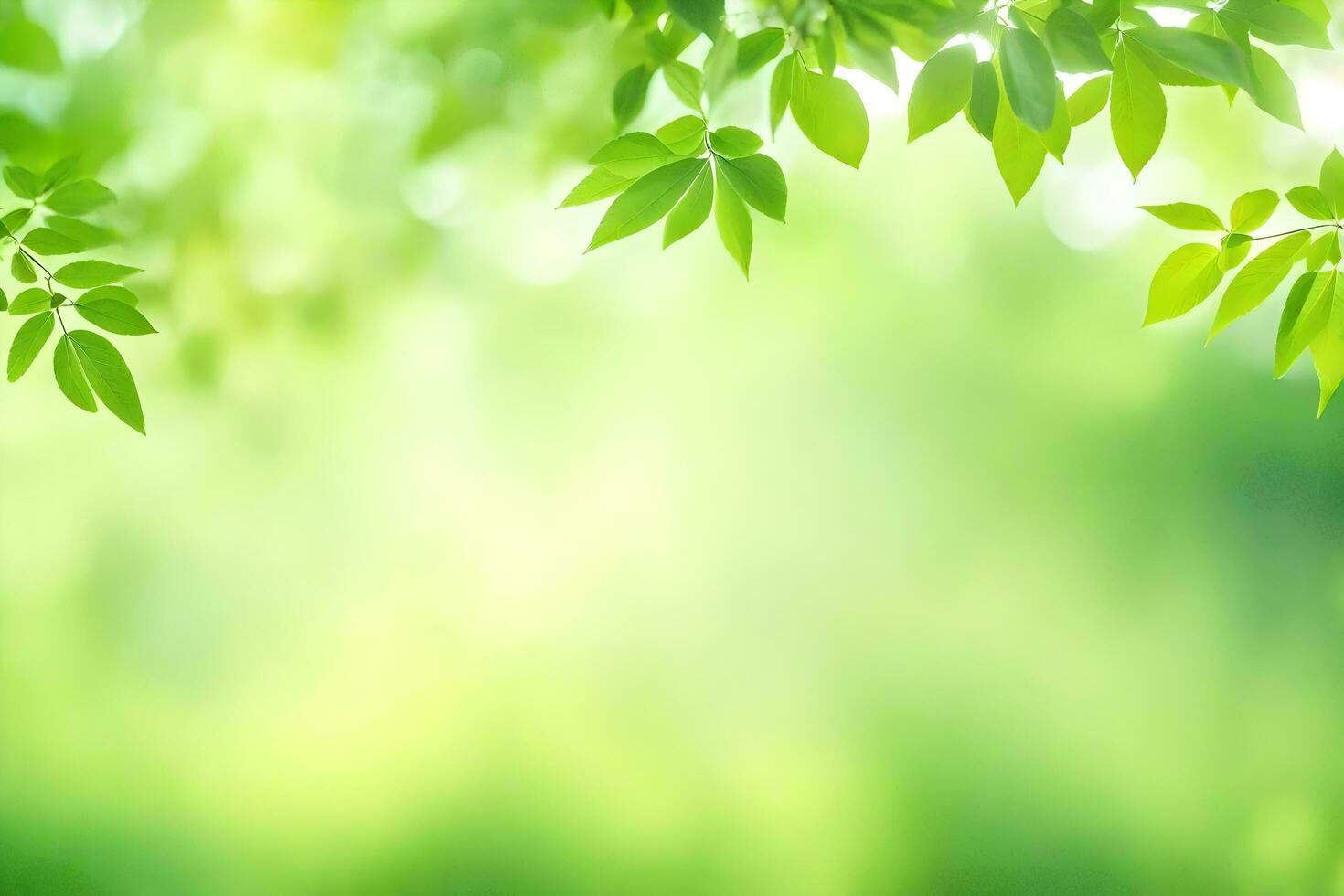 verde folhas em uma ensolarado dia. gerado por IA foto