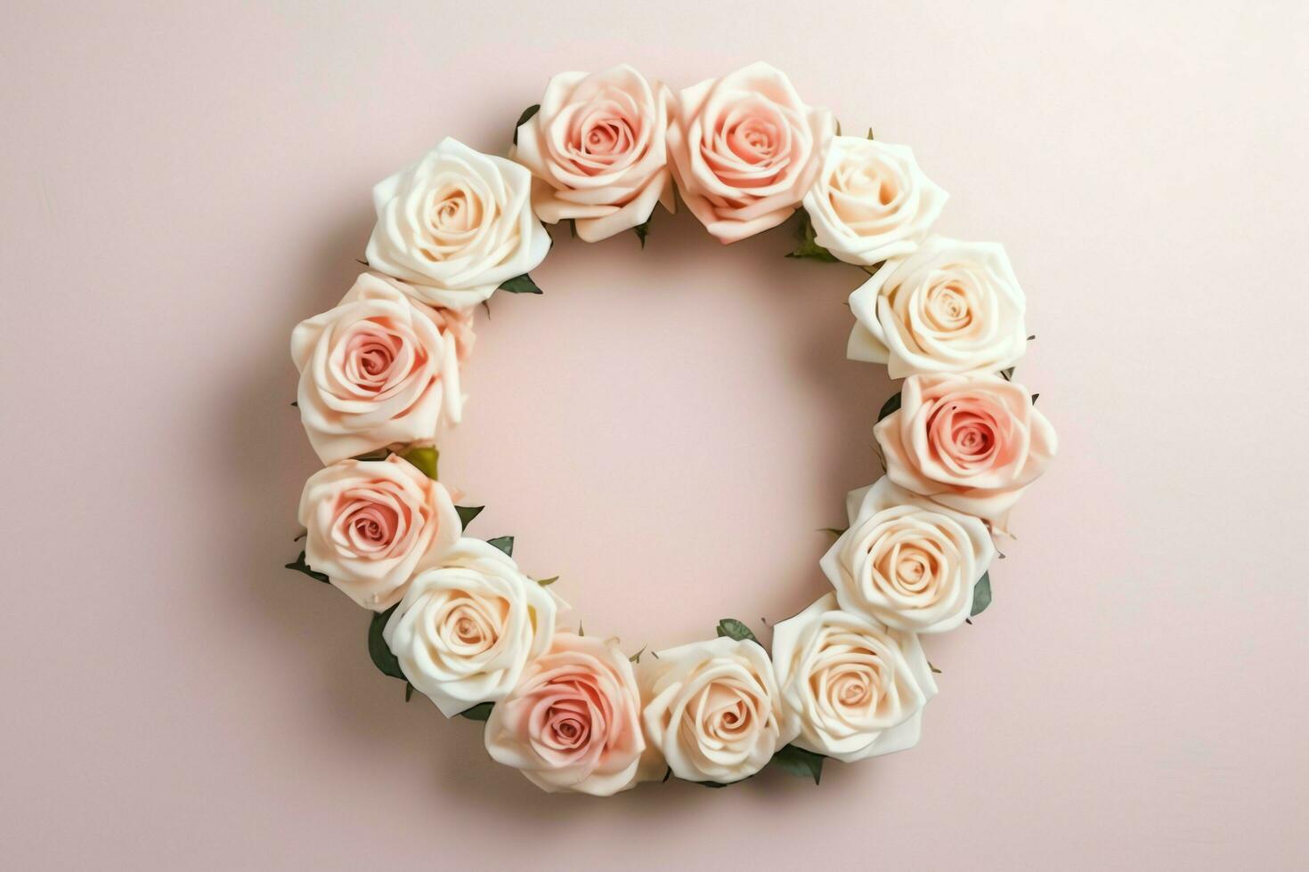 romântico ramalhete do em branco floral Rosa flores com cópia de espaço. natural floral rosa quadro, Armação disposição conceito de ai gerado foto