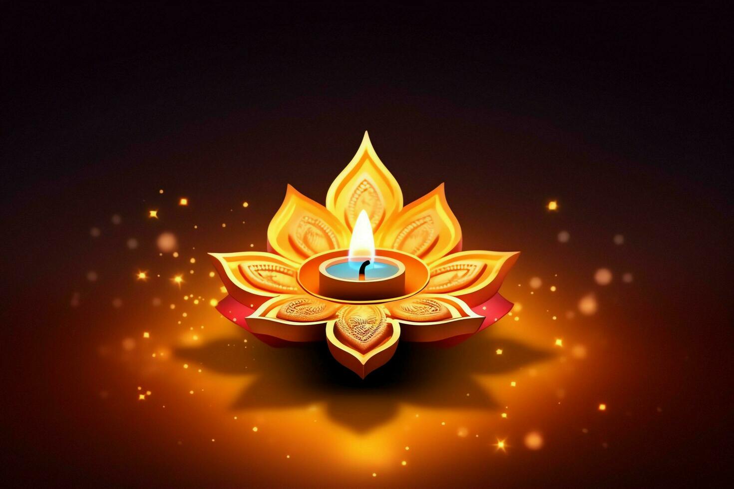 feliz diwali ou deepavali tradicional indiano festival com argila diya óleo lâmpada. indiano hindu festival do luz símbolo com vela e claro. argila diya luminária aceso durante diwali celebração de ai gerado foto