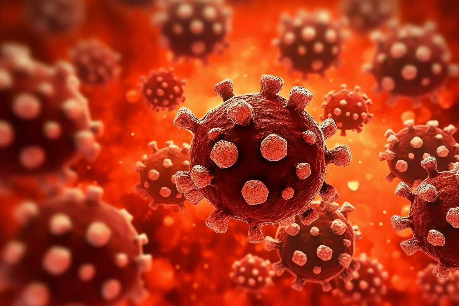 3d render do uma médico com vírus células bactérias. múltiplo realista coronavírus partículas flutuando conceito de ai gerado foto