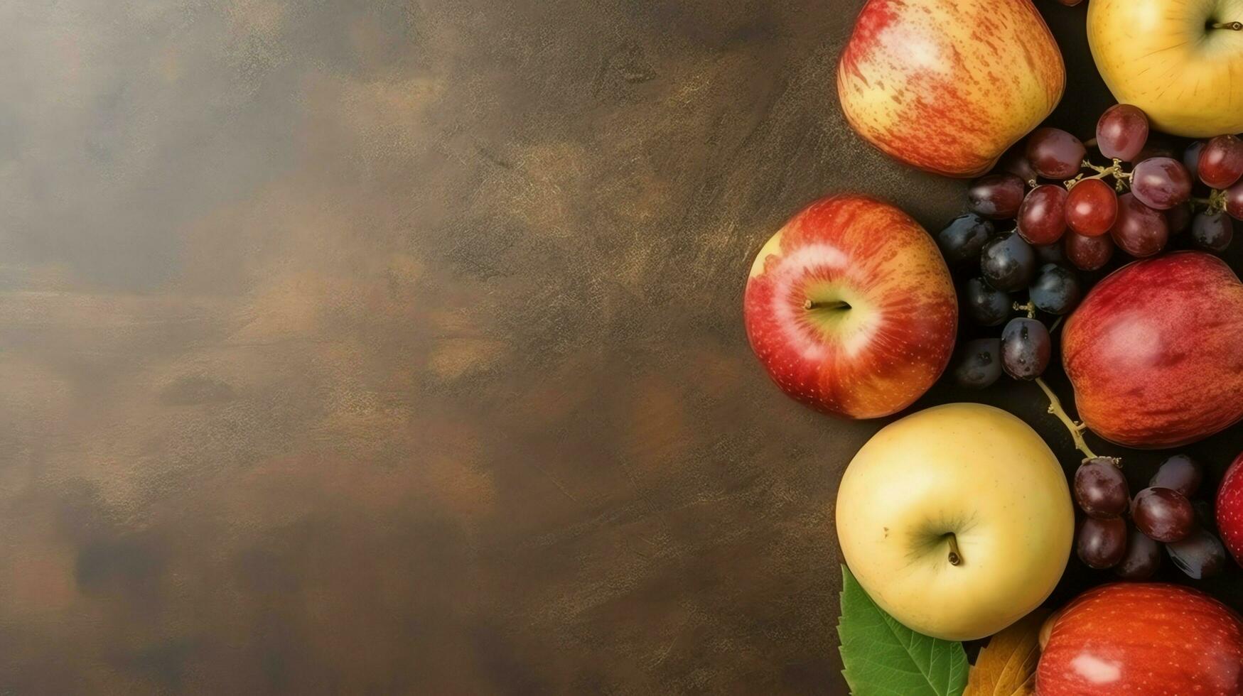 tradicional Comida do judaico Novo ano feriado do tradição ou religião. rosh Hashaná com cópia de espaço conceito de ai gerado foto