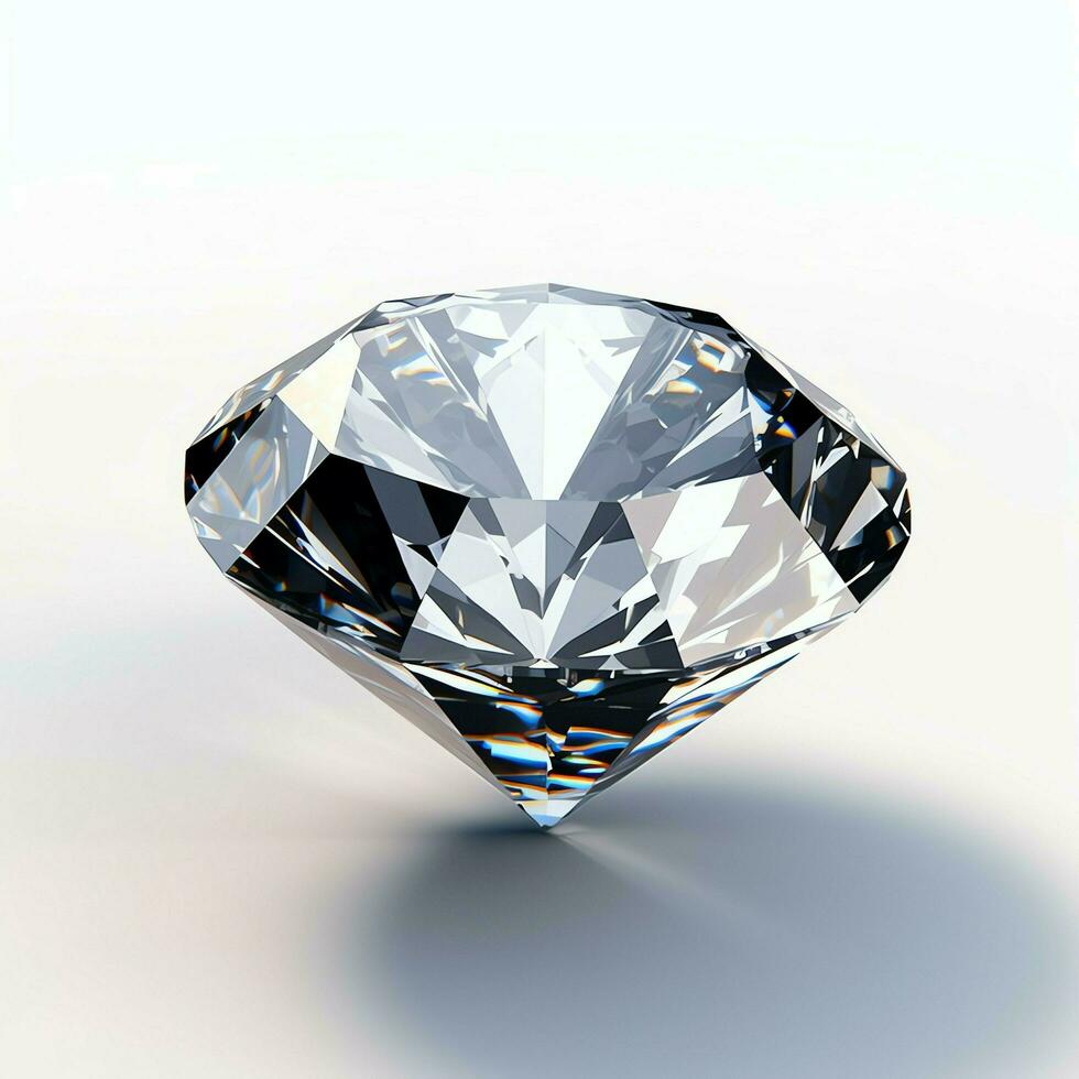 branco brilhante Claro grande diamante ou lindo jóia isolado em branco superfície. deslumbrante clássico diamante conceito de ai gerado foto