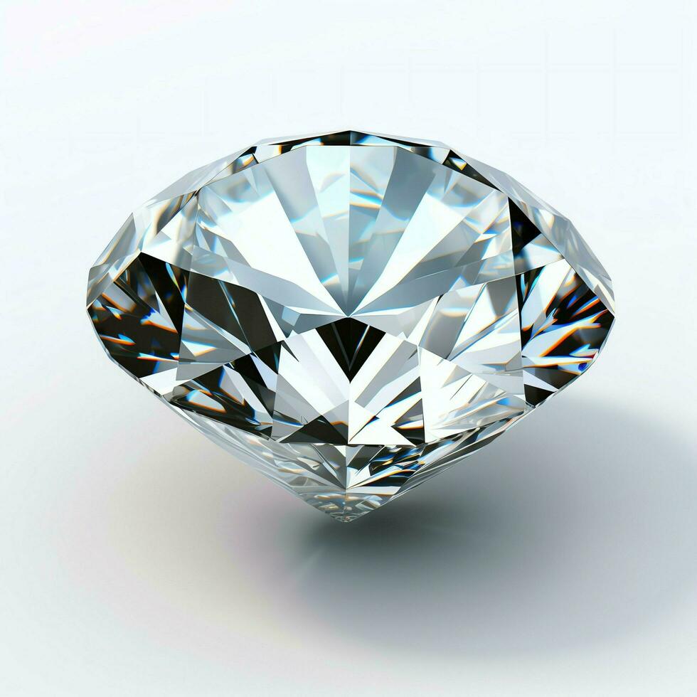 branco brilhante Claro grande diamante ou lindo jóia isolado em branco superfície. deslumbrante clássico diamante conceito de ai gerado foto