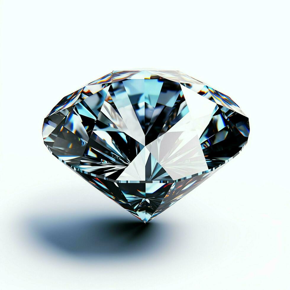 branco brilhante Claro grande diamante ou lindo jóia isolado em branco superfície. deslumbrante clássico diamante conceito de ai gerado foto