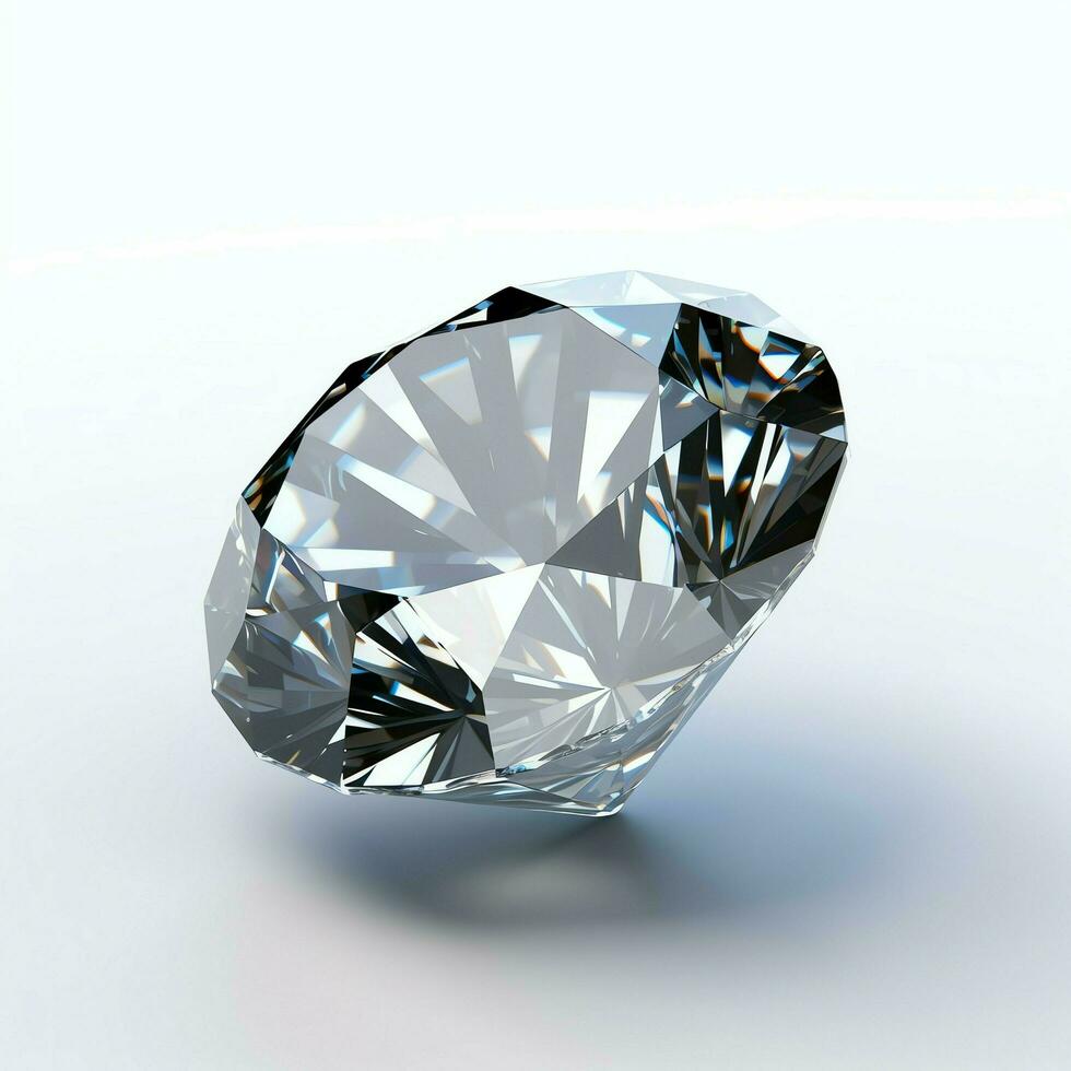 branco brilhante Claro grande diamante ou lindo jóia isolado em branco superfície. deslumbrante clássico diamante conceito de ai gerado foto