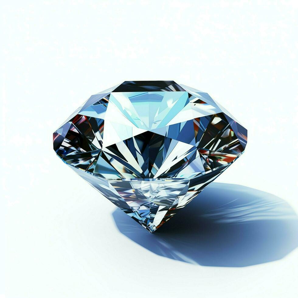 branco brilhante Claro grande diamante ou lindo jóia isolado em branco superfície. deslumbrante clássico diamante conceito de ai gerado foto