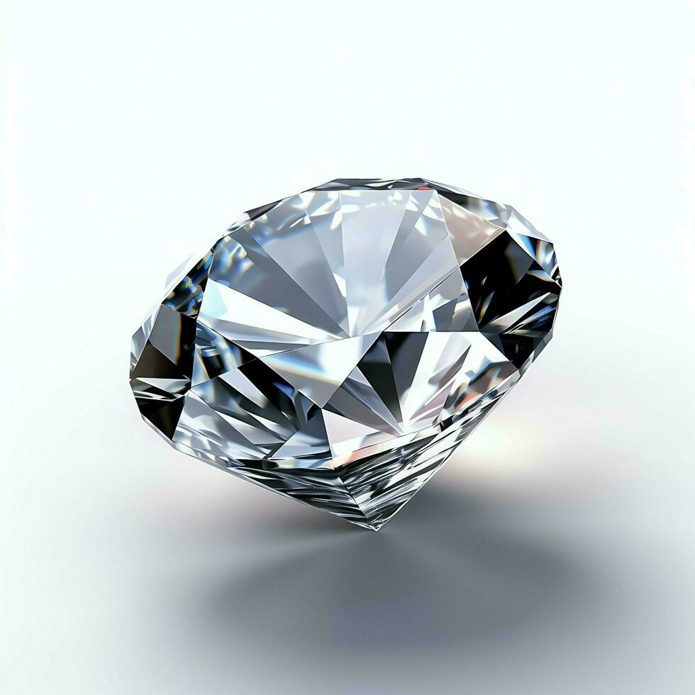 branco brilhante Claro grande diamante ou lindo jóia isolado em branco superfície. deslumbrante clássico diamante conceito de ai gerado foto