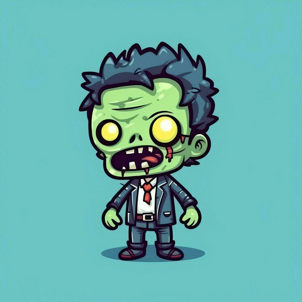 uma arrepiante zumbi dentro desenho animado estilo. uma assustador zumbi ressurreição e rastejando para dia das Bruxas celebração. dia das Bruxas conceito de ai gerado foto