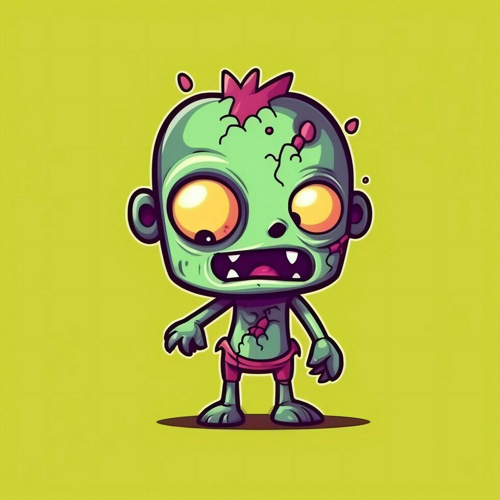 uma arrepiante zumbi dentro desenho animado estilo. uma assustador zumbi ressurreição e rastejando para dia das Bruxas celebração. dia das Bruxas conceito de ai gerado foto