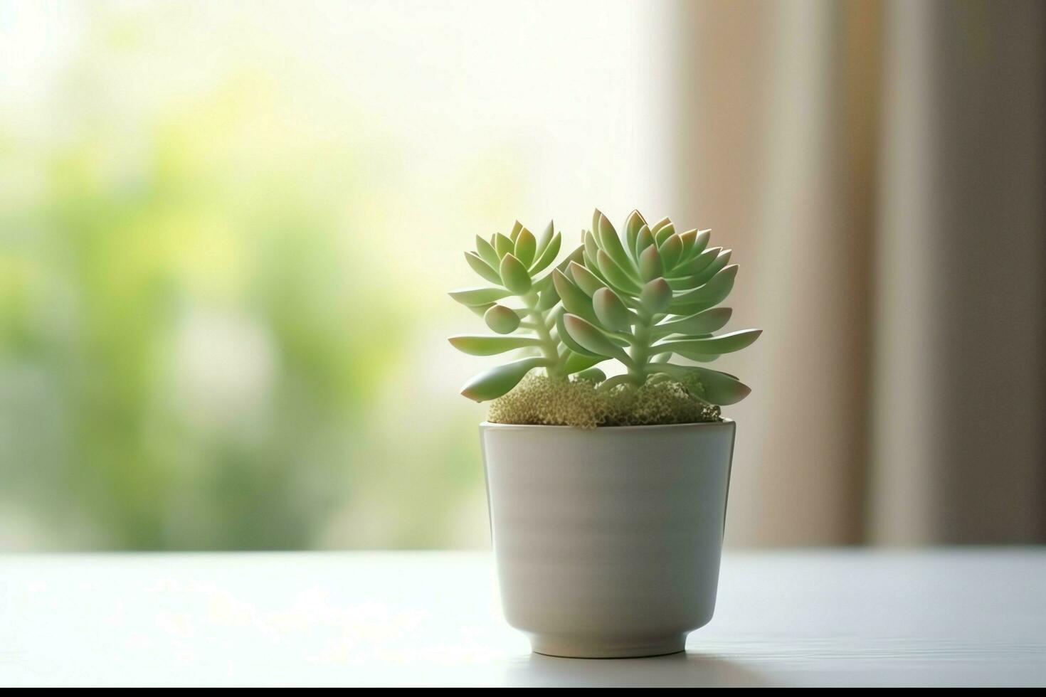 em vaso suculento plantar gasteria ou pequeno cacto com cópia de espaço. casa jardinagem e minimalista plantar conceito de ai gerado foto