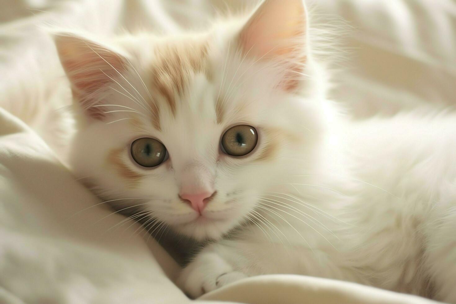 fofa pequeno fofo gatinho com lindo olhos é sentado ou em repouso. britânico cabelo curto. gato dia conceito de ai gerado foto