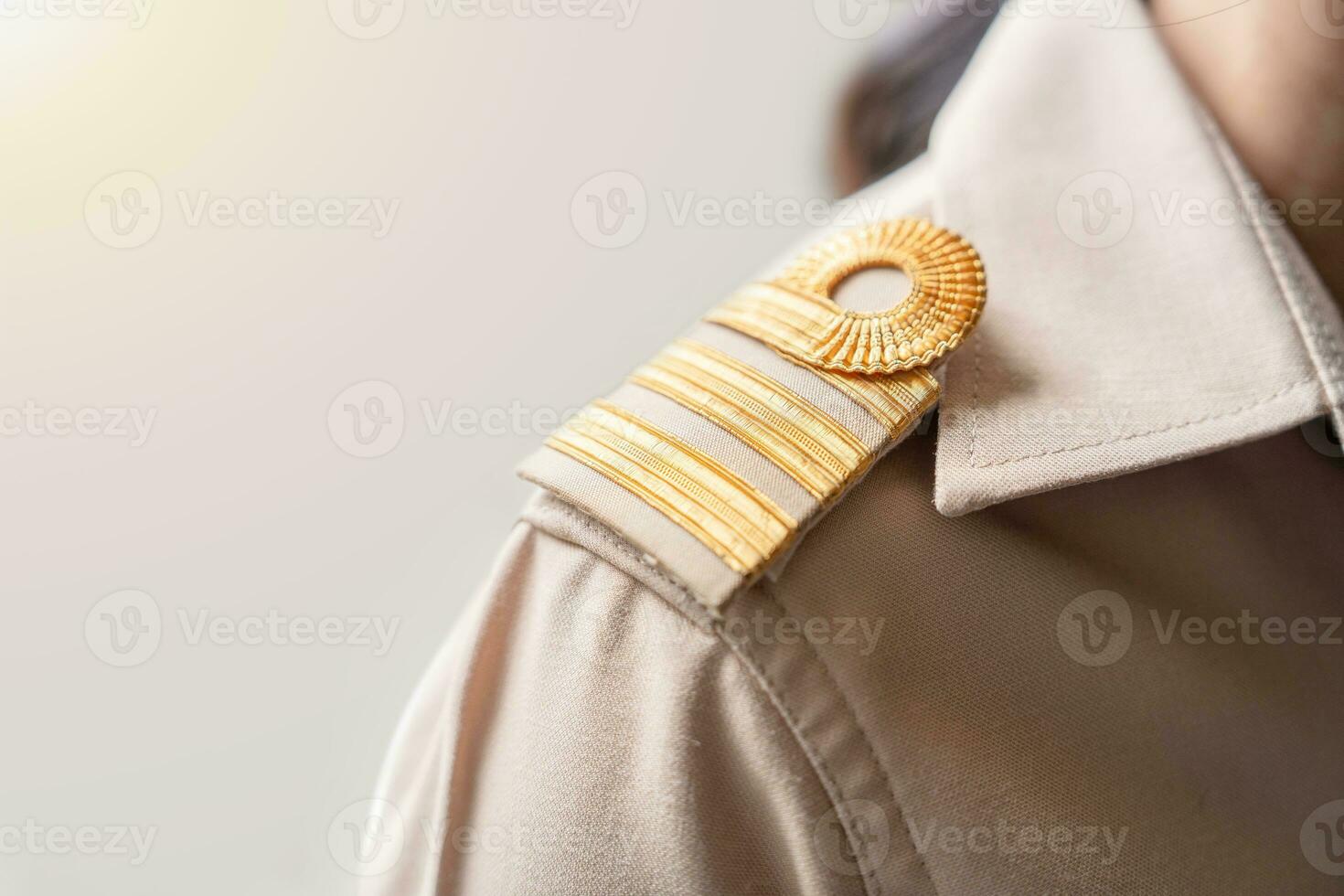 foto do uma Castanho uniforme com uma ouro listra em a ombro, tailandês Civil servo uniforme.