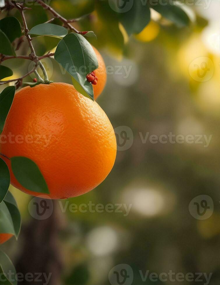 maduro laranjas em árvore dentro a jardim. raso profundidade do campo. ai gerado foto