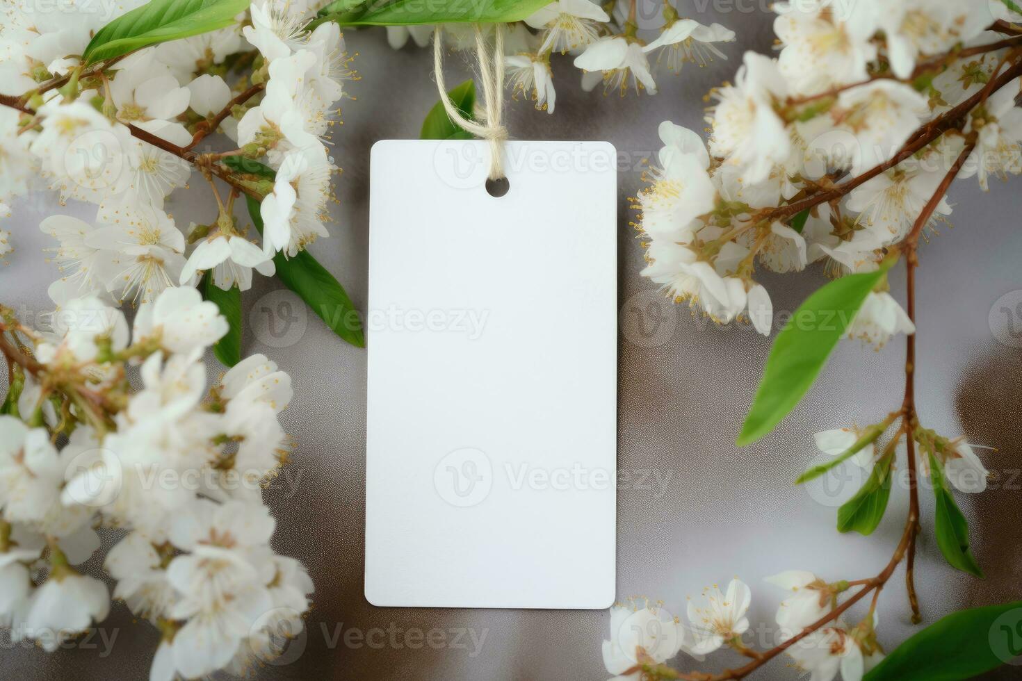 uma brincar do uma branco tag dentro branco cores, a convite cartão para uma casamento.. gerado por IA foto
