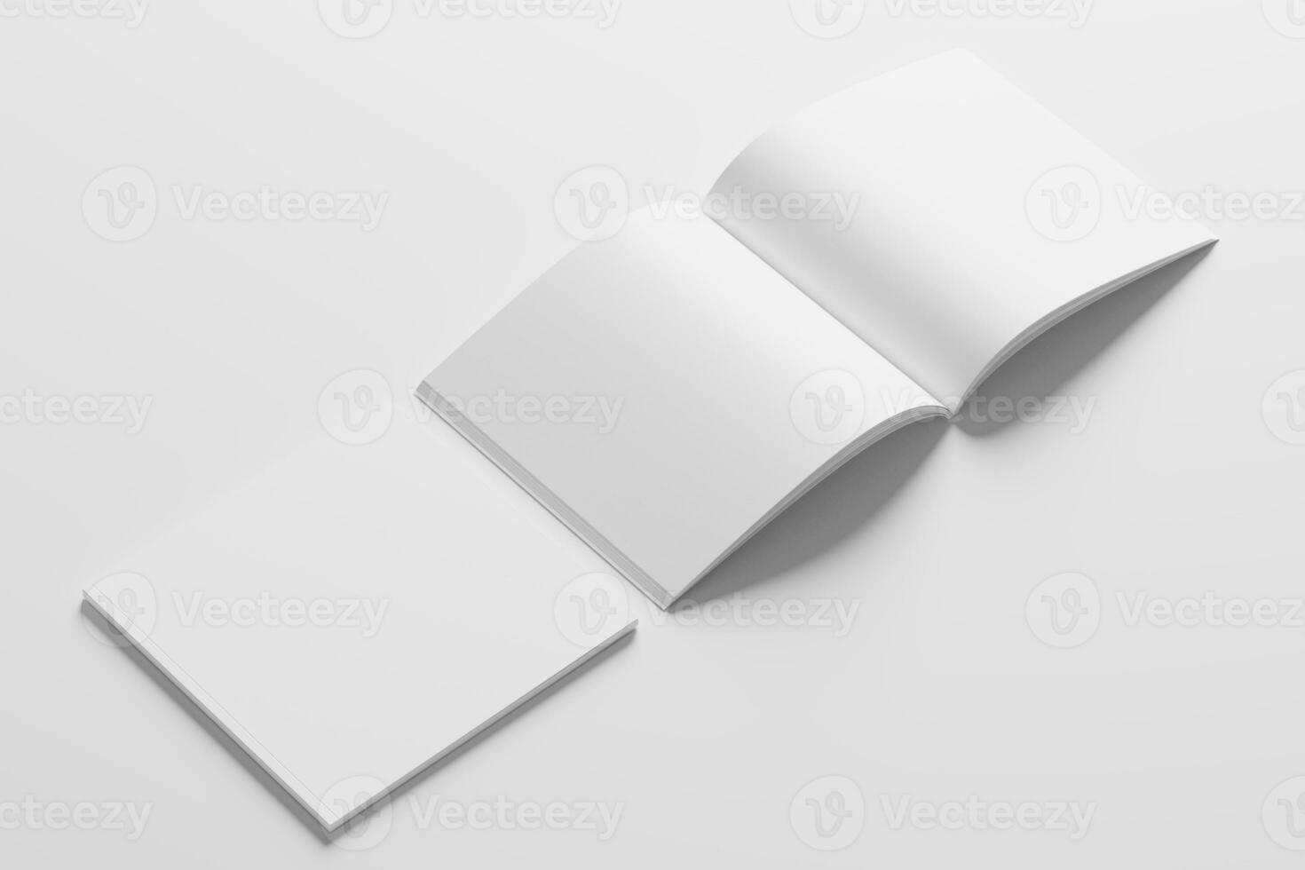 quadrado revista folheto 3d Renderização branco em branco brincar foto