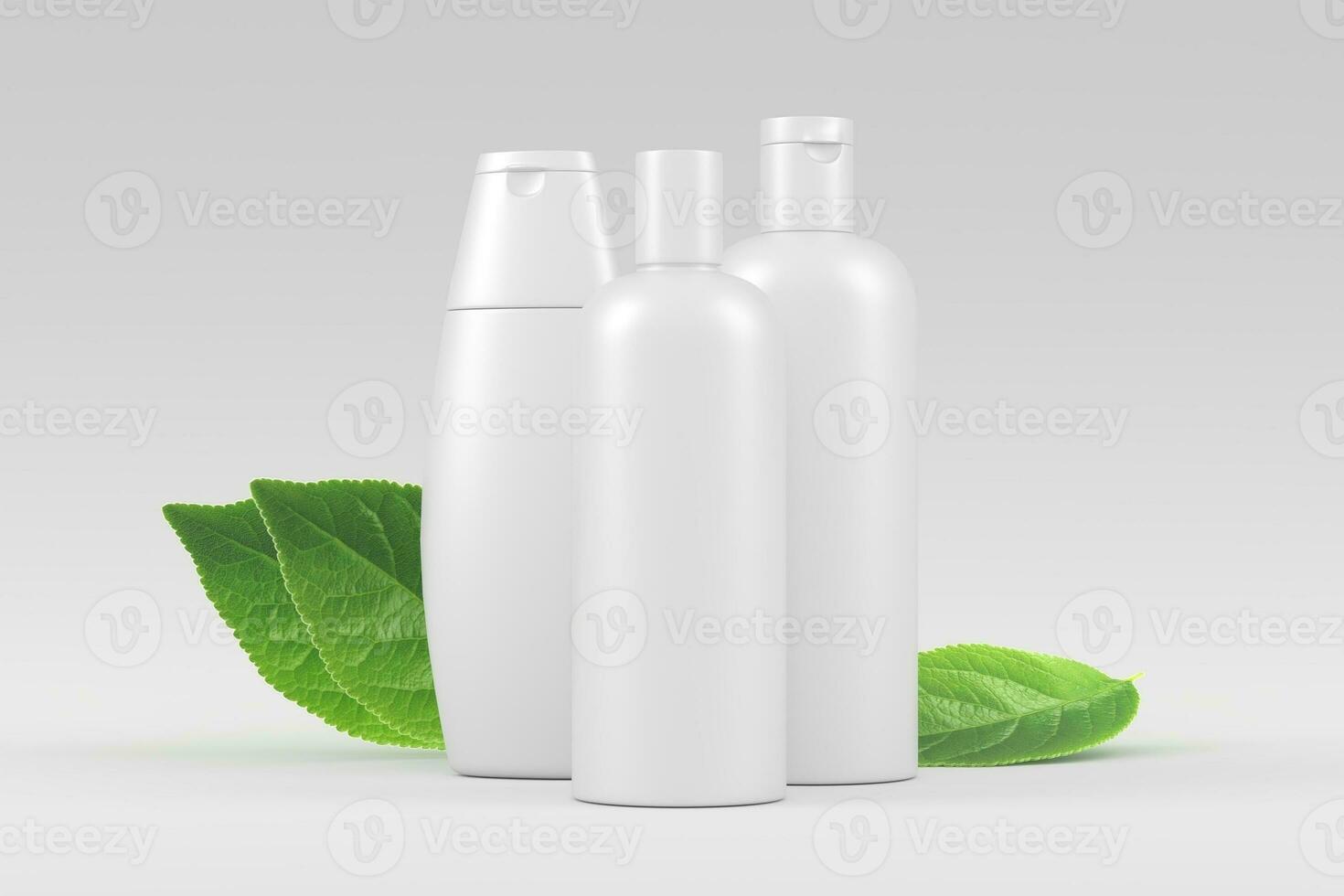 cosméticos garrafa embalagem 3d Renderização branco em branco brincar foto