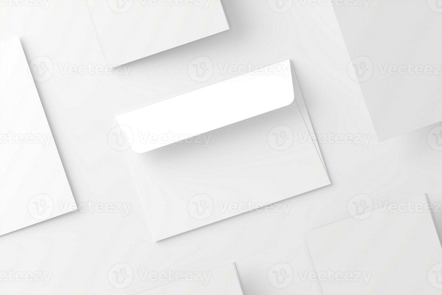 a4 a5 guardada convite cartão com envelope 3d Renderização branco em branco brincar foto