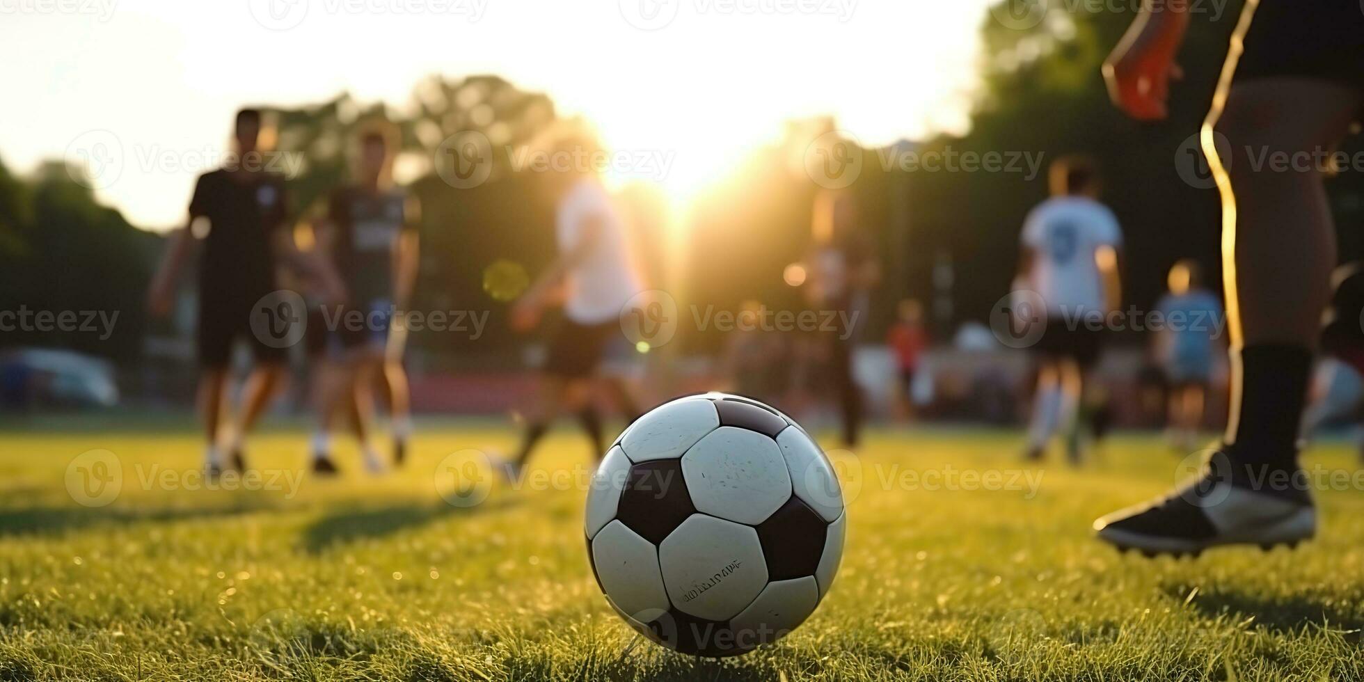 ai gerado. ai generativo. futebol futebol jogos em verde campo. ativo esporte em forma Treinamento fundo. gráfico arte foto