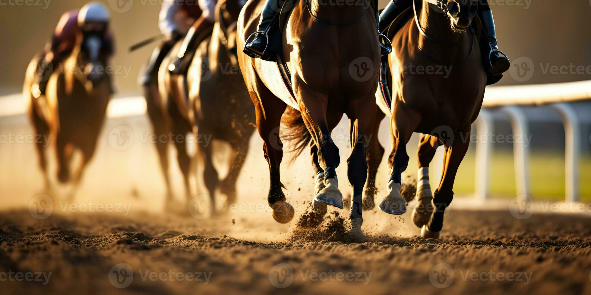 ai gerado. ai generativo. Jordão raça concorrência jogo de azar Ação. Visão a partir de inferior em cavalo pernas casco. gráfico arte foto