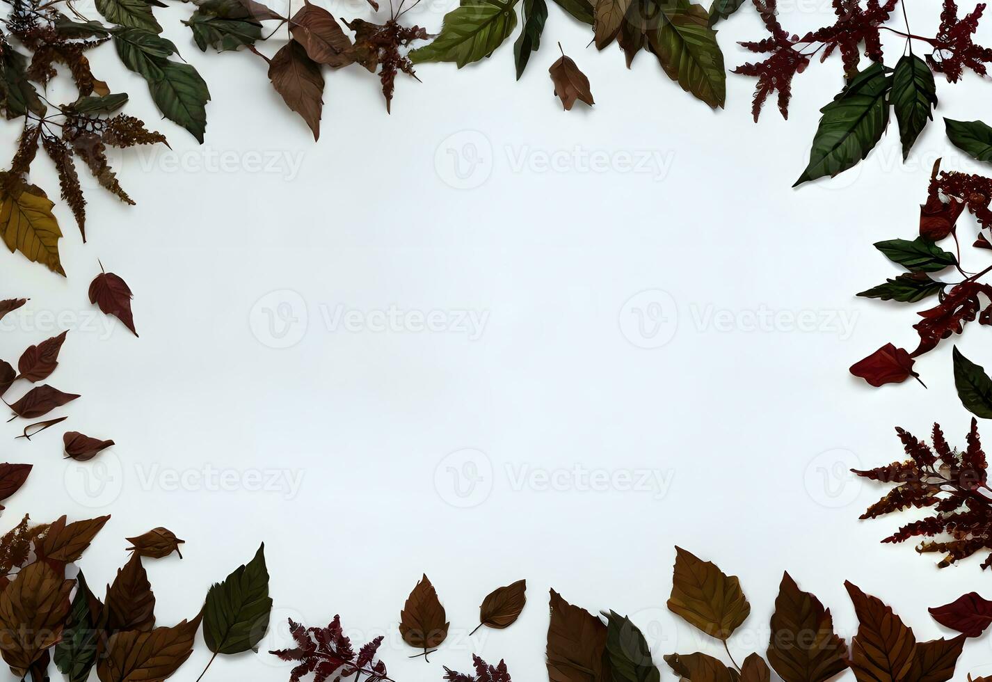outono folhas quadro, Armação plano deitar com branco fundo cópia de espaço ai gerado foto