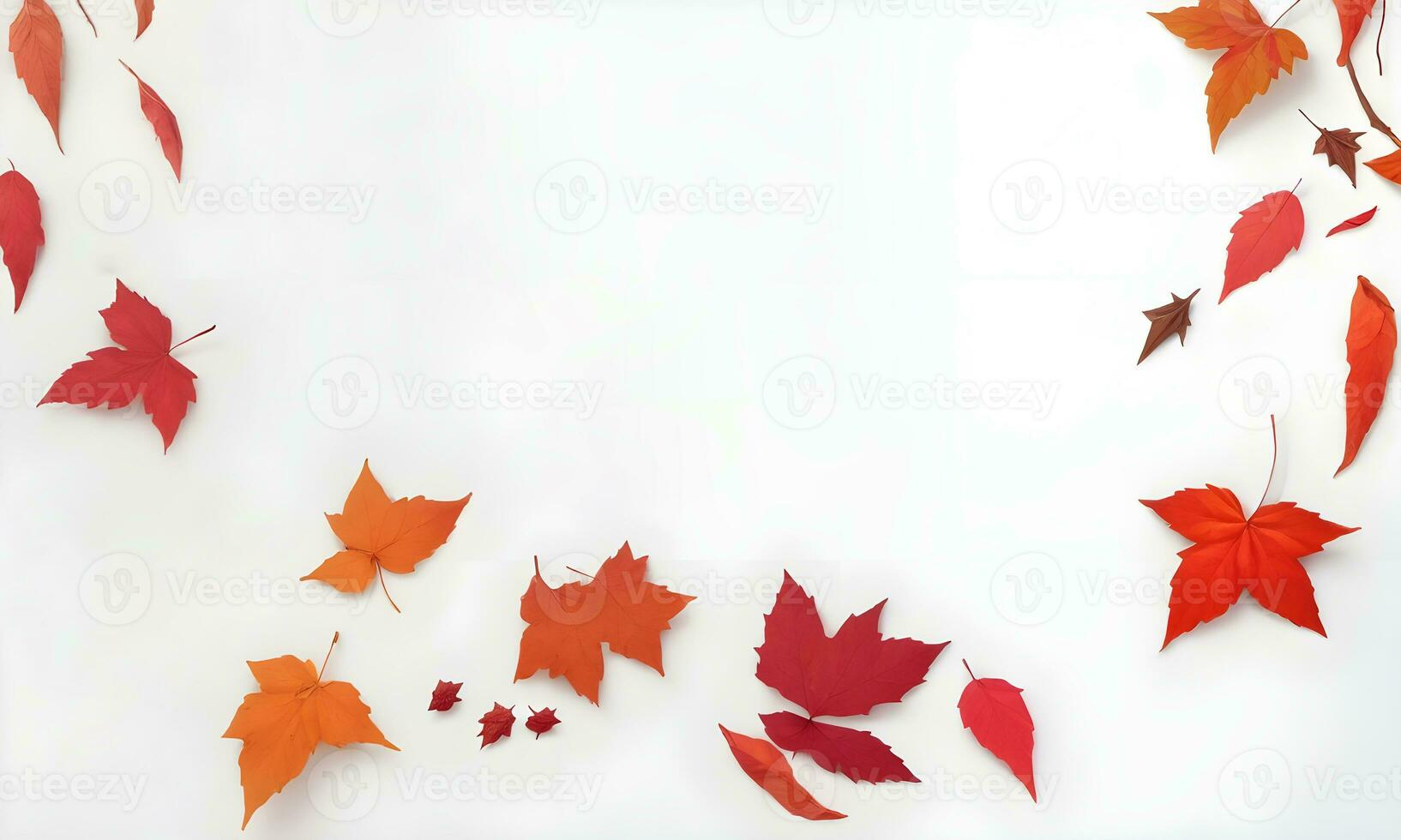 vermelho outono plano deitar dentro branco fundo ai gerado foto