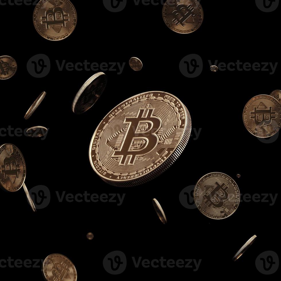 Conceito de bitcoin de renderização 3D. novo dinheiro virtual. criptomoeda foto