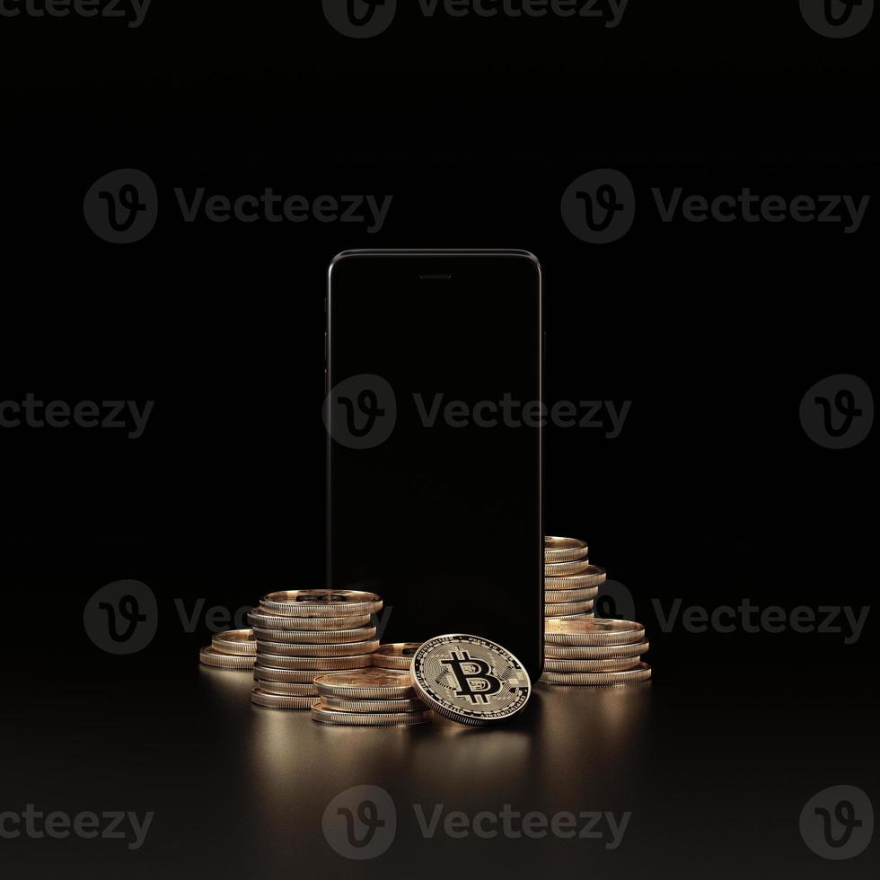 Conceito de bitcoin de renderização 3D. novo dinheiro virtual. criptomoeda foto