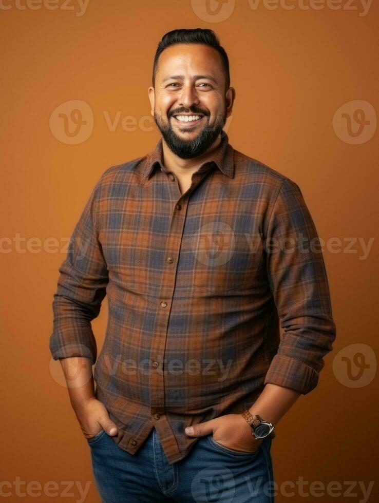 sorridente jovem homem do mexicano descida contra neutro fundo ai generativo foto