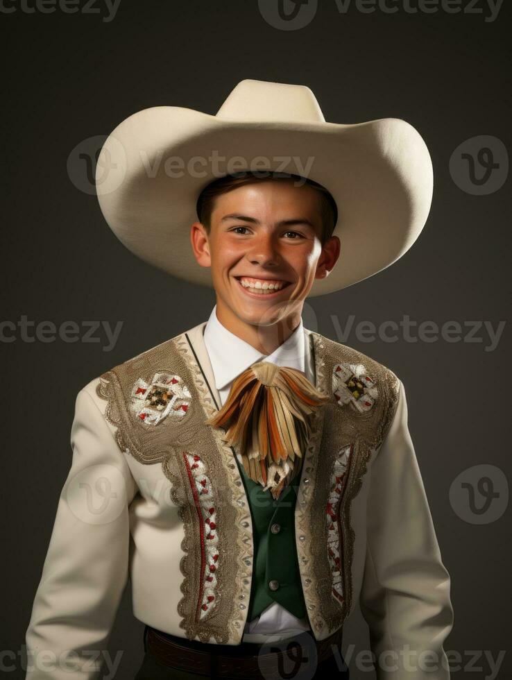 sorridente jovem homem do mexicano descida contra neutro fundo ai generativo foto