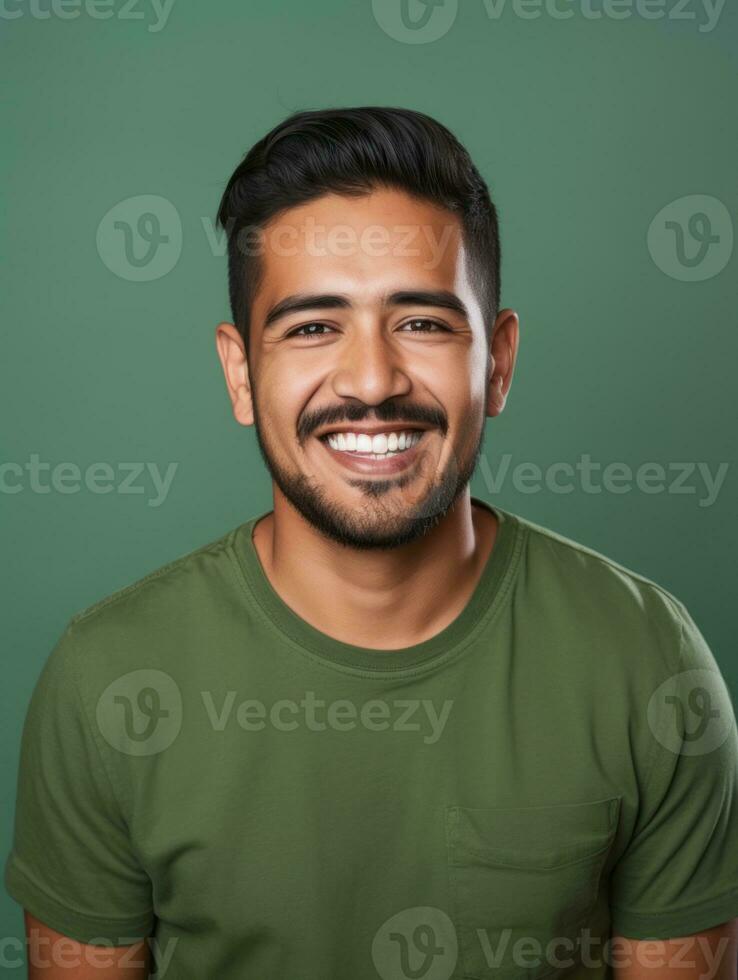 sorridente jovem homem do mexicano descida contra neutro fundo ai generativo foto