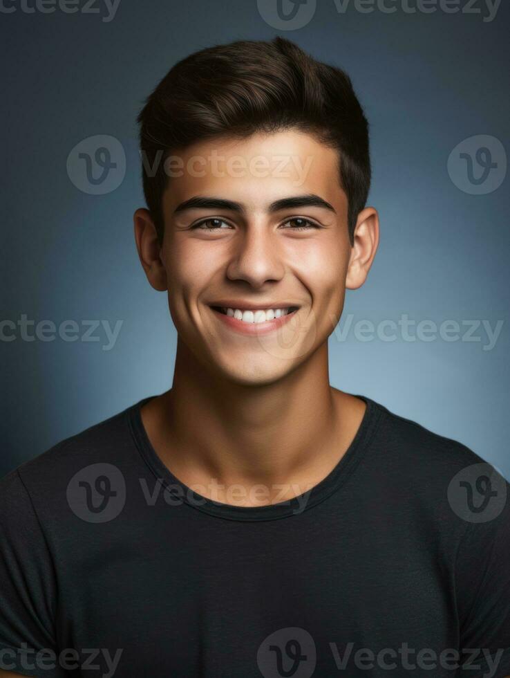 sorridente jovem homem do mexicano descida contra neutro fundo ai generativo foto