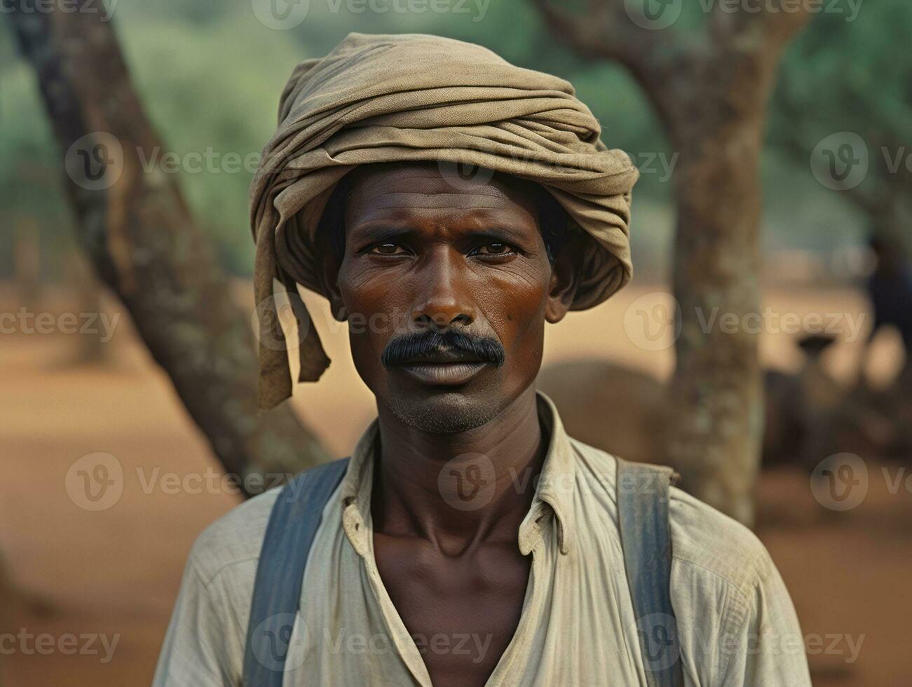 velho colori foto do uma indiano homem a partir de a cedo 1900 ai generativo