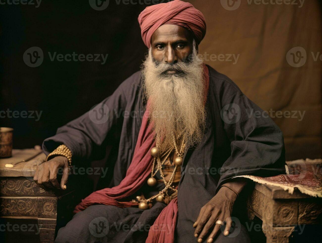 velho colori foto do uma indiano homem a partir de a cedo 1900 ai generativo