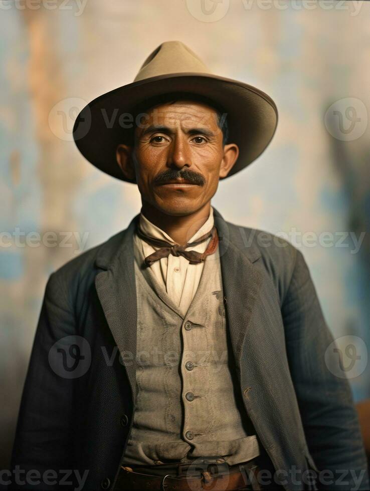 velho colori foto do uma mexicano homem a partir de a cedo 1900 ai generativo