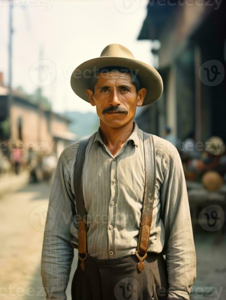 velho colori foto do uma mexicano homem a partir de a cedo 1900 ai generativo