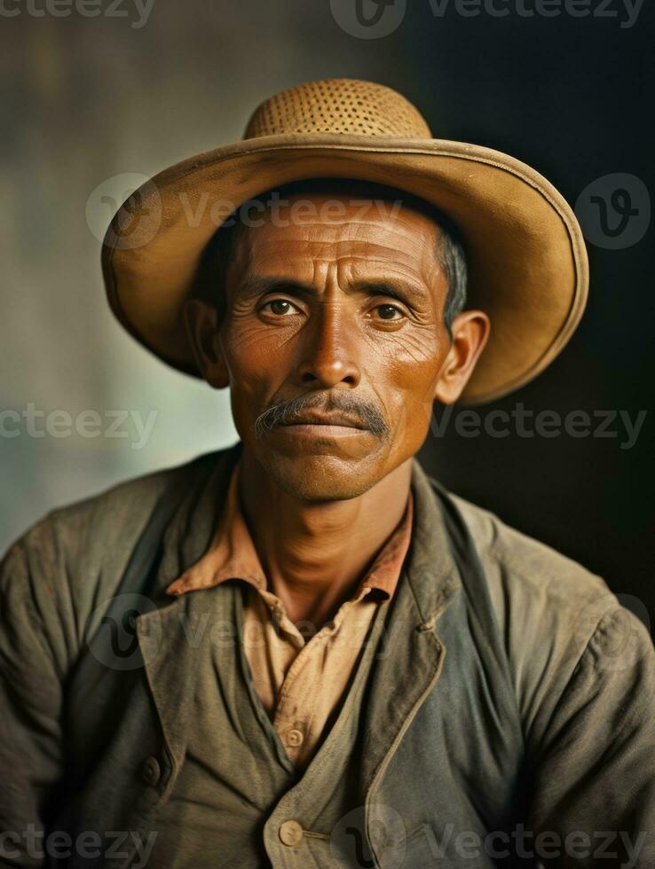 velho colori foto do uma mexicano homem a partir de a cedo 1900 ai generativo