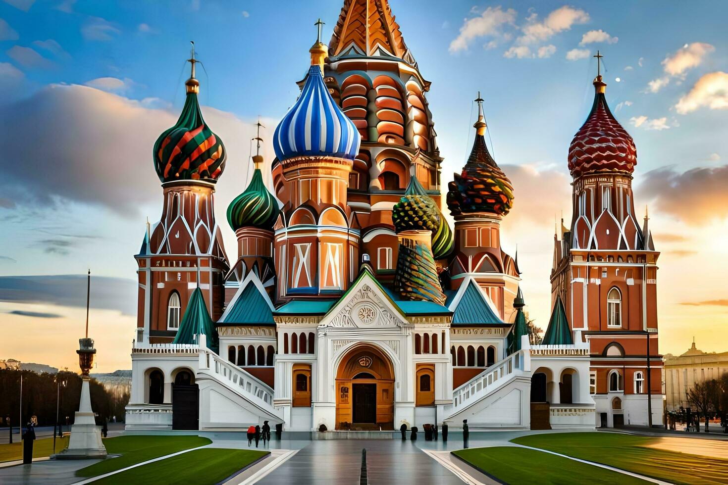 a catedral do st manjericão dentro Moscou, Rússia. gerado por IA foto
