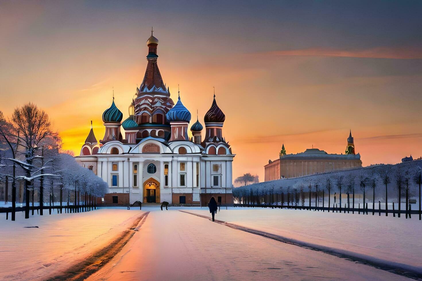 a catedral do st manjericão dentro Moscou, Rússia. gerado por IA foto