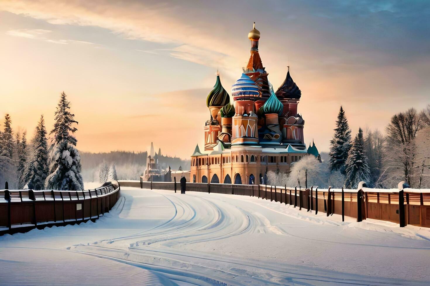 a vermelho quadrado dentro Moscou, Rússia. gerado por IA foto